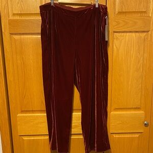 Soft Surroundings Aria Velvet wide leg pull on pants New size 3 X velour